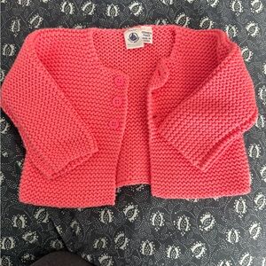 Petit Bateau Coral Pink Knit Cardigan